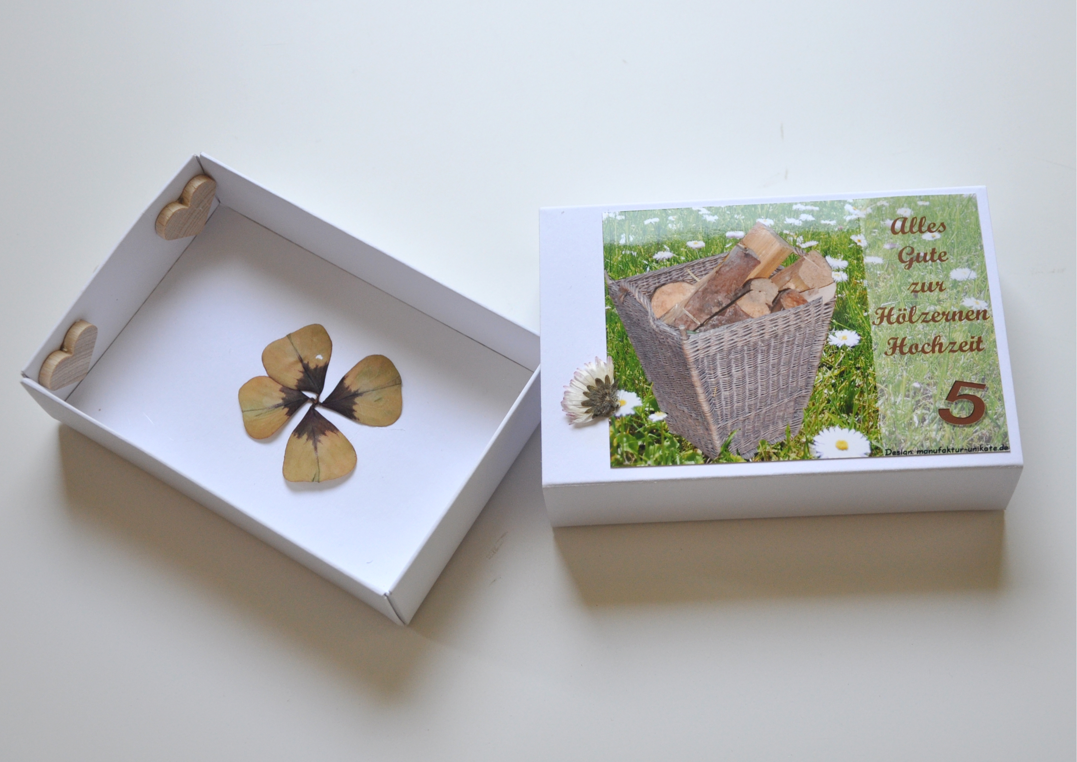 5. Hochzeitstag - Hölzerne Hochzeit - Geschenkschachtel 