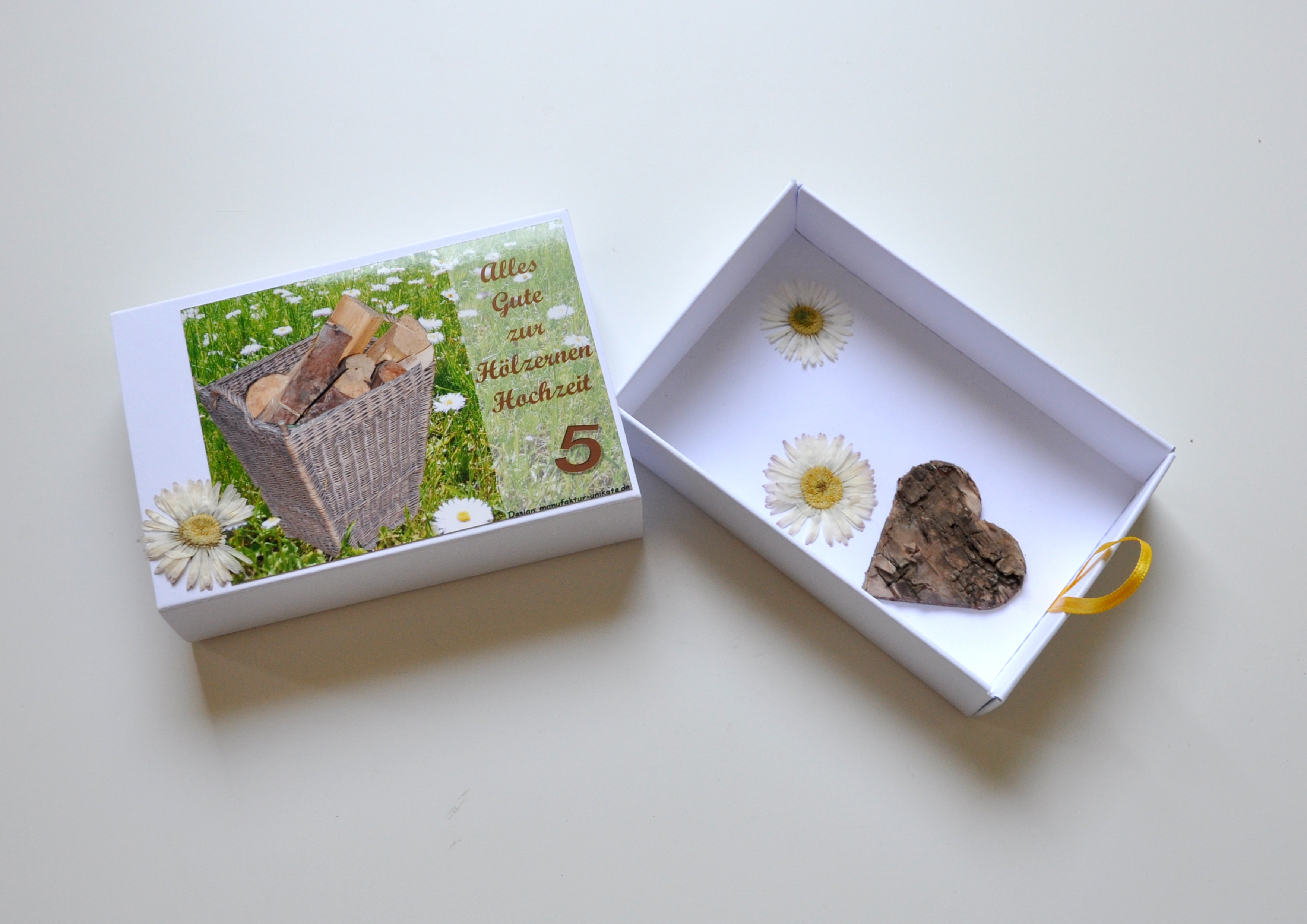 5. Hochzeitstag - Hölzerne Hochzeit - Geschenkschachtel