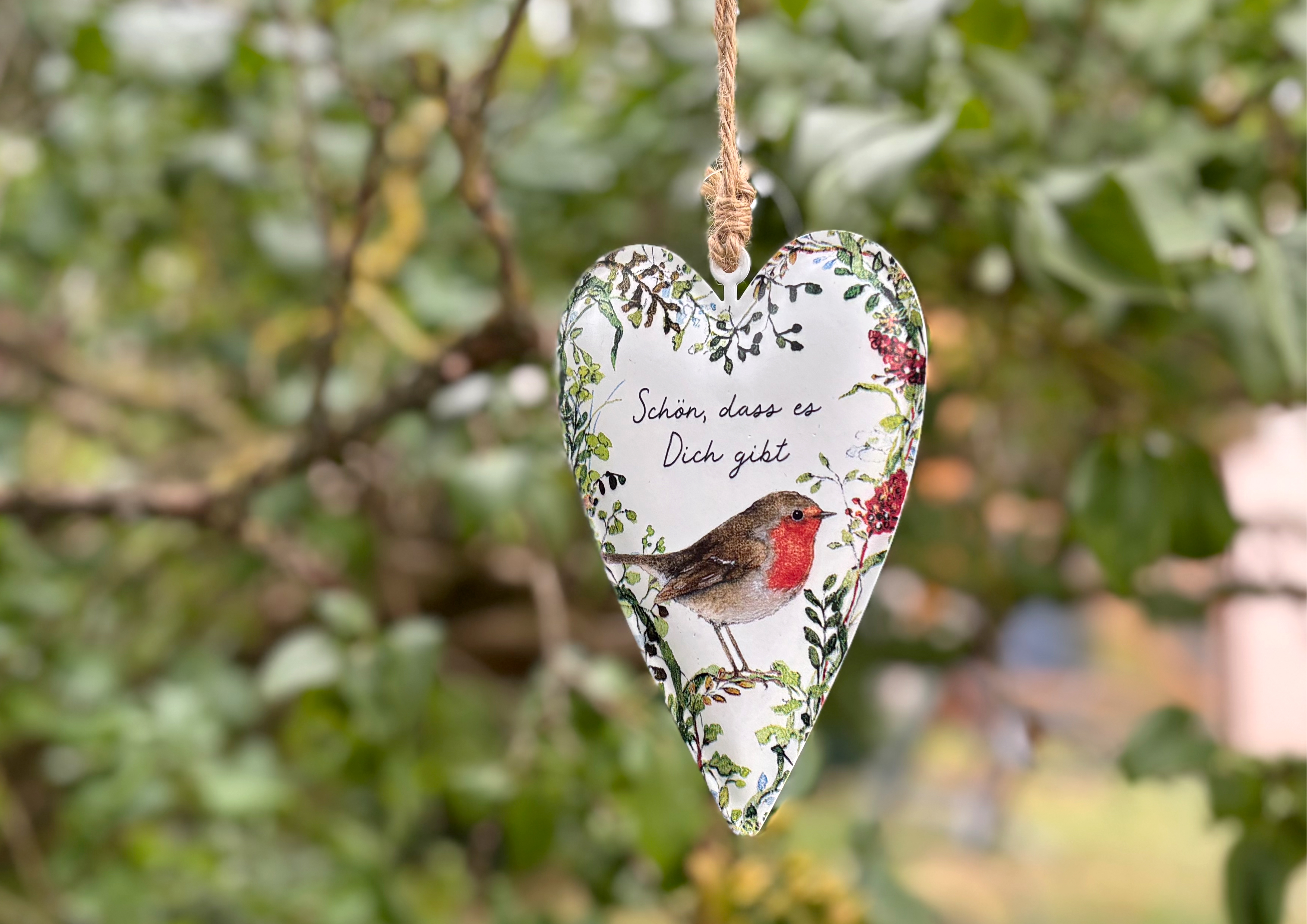 Gartenvögel / Schön, dass es Dich gibt - Dekoherz aus Blech