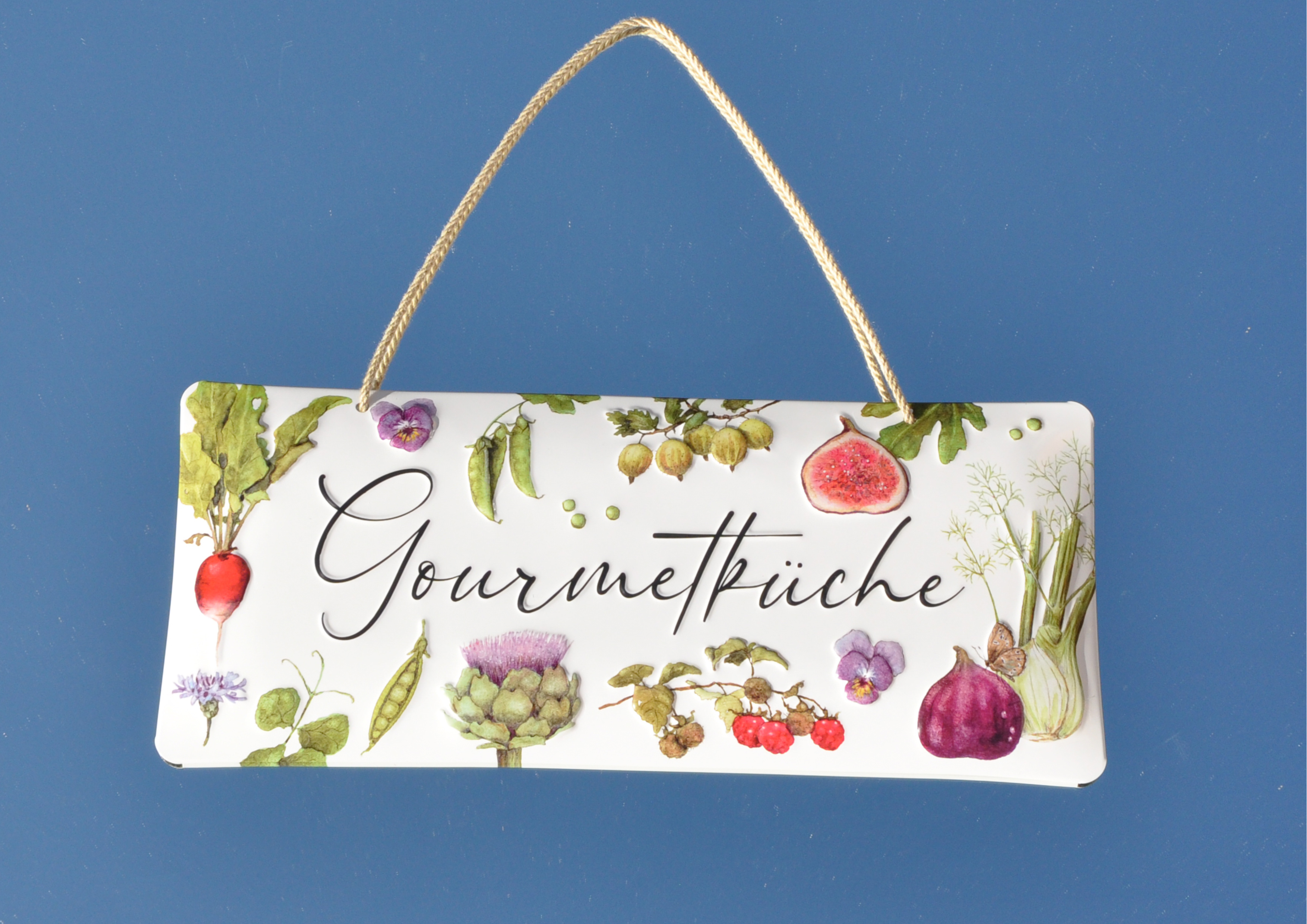 Gourmetküche - geprägtes Schild aus Blech