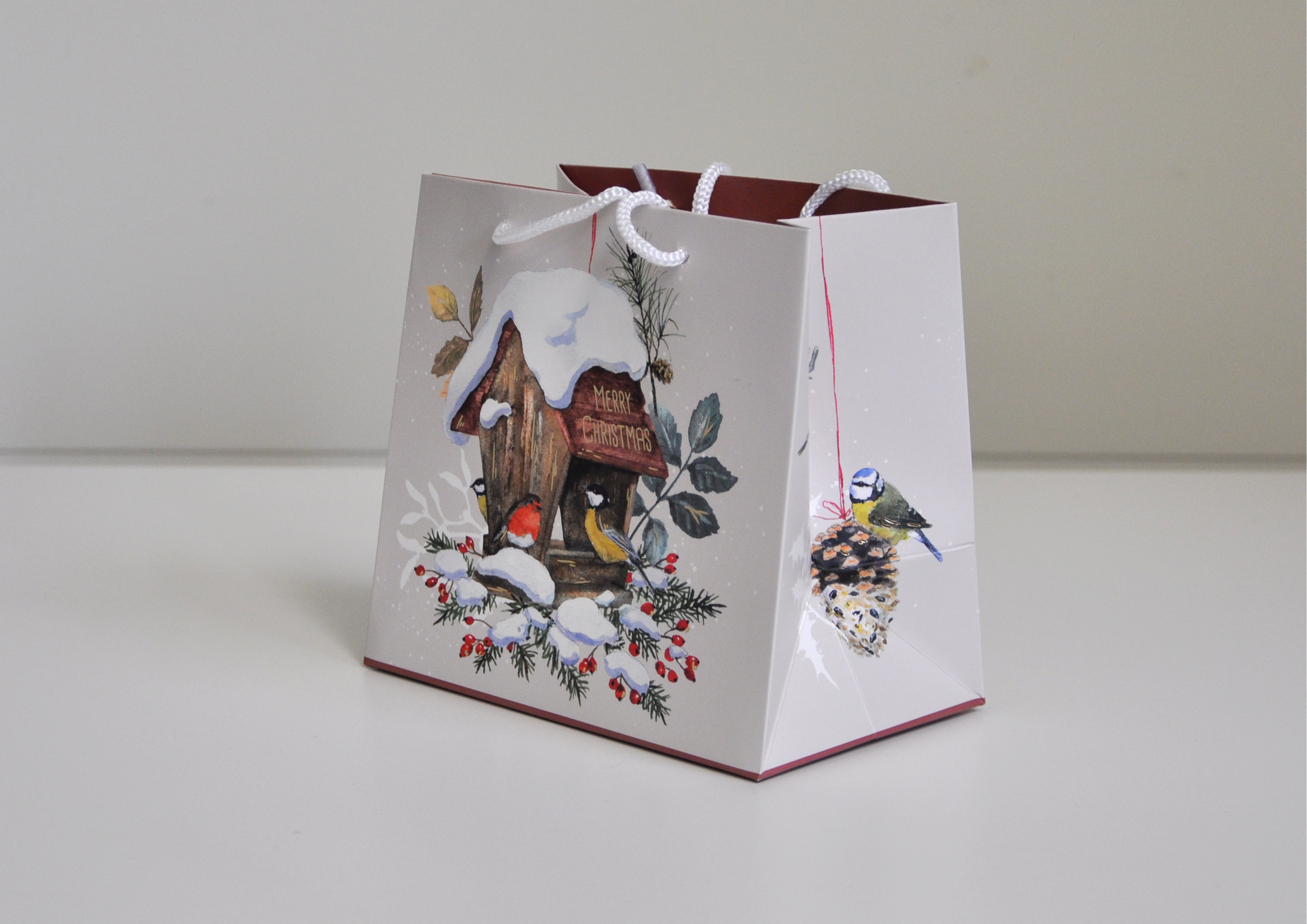 Am Vogelhaus / Merry Christmas - Geschenktasche 