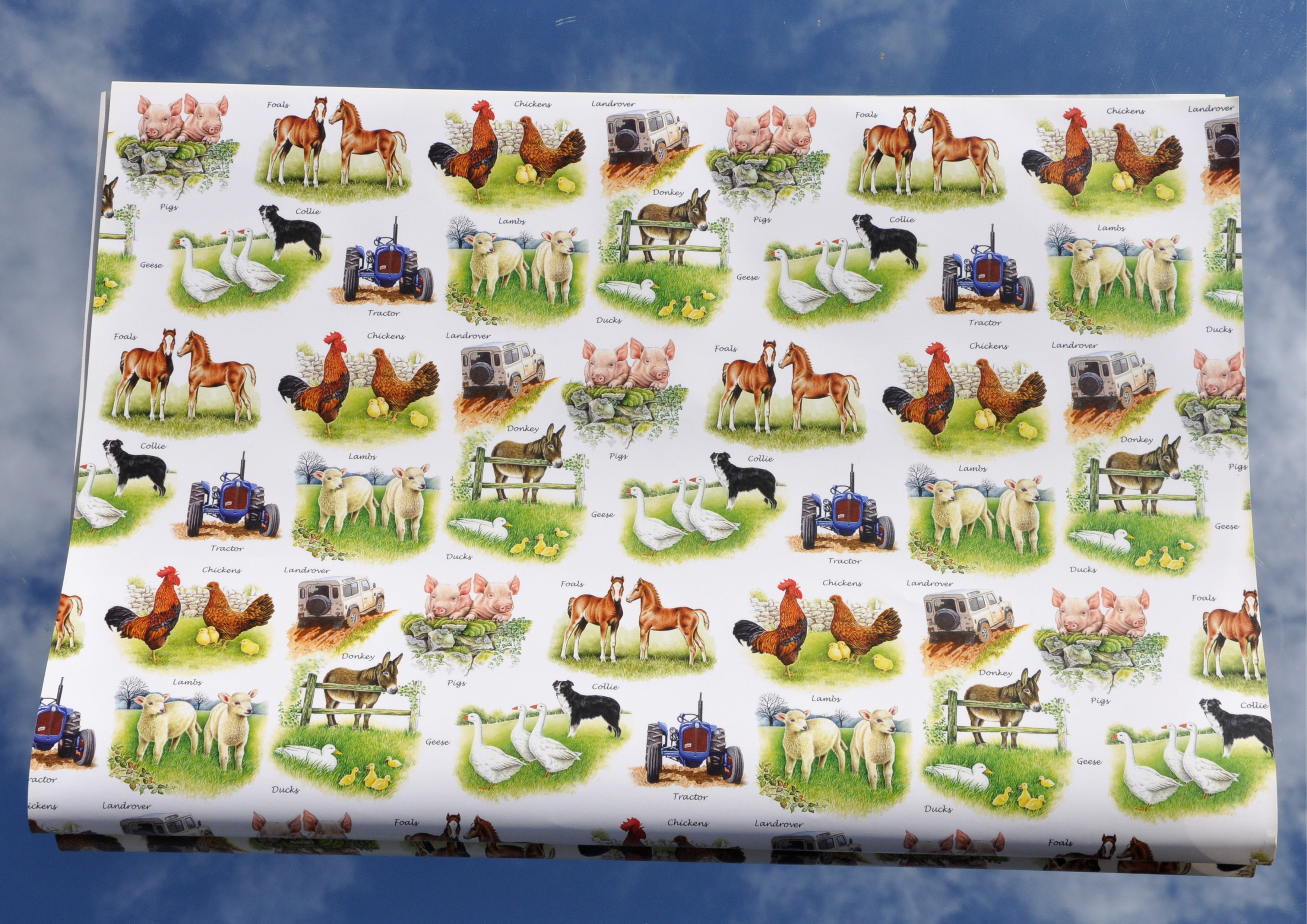 glückliche Tiere auf dem Land - Geschenkpapier