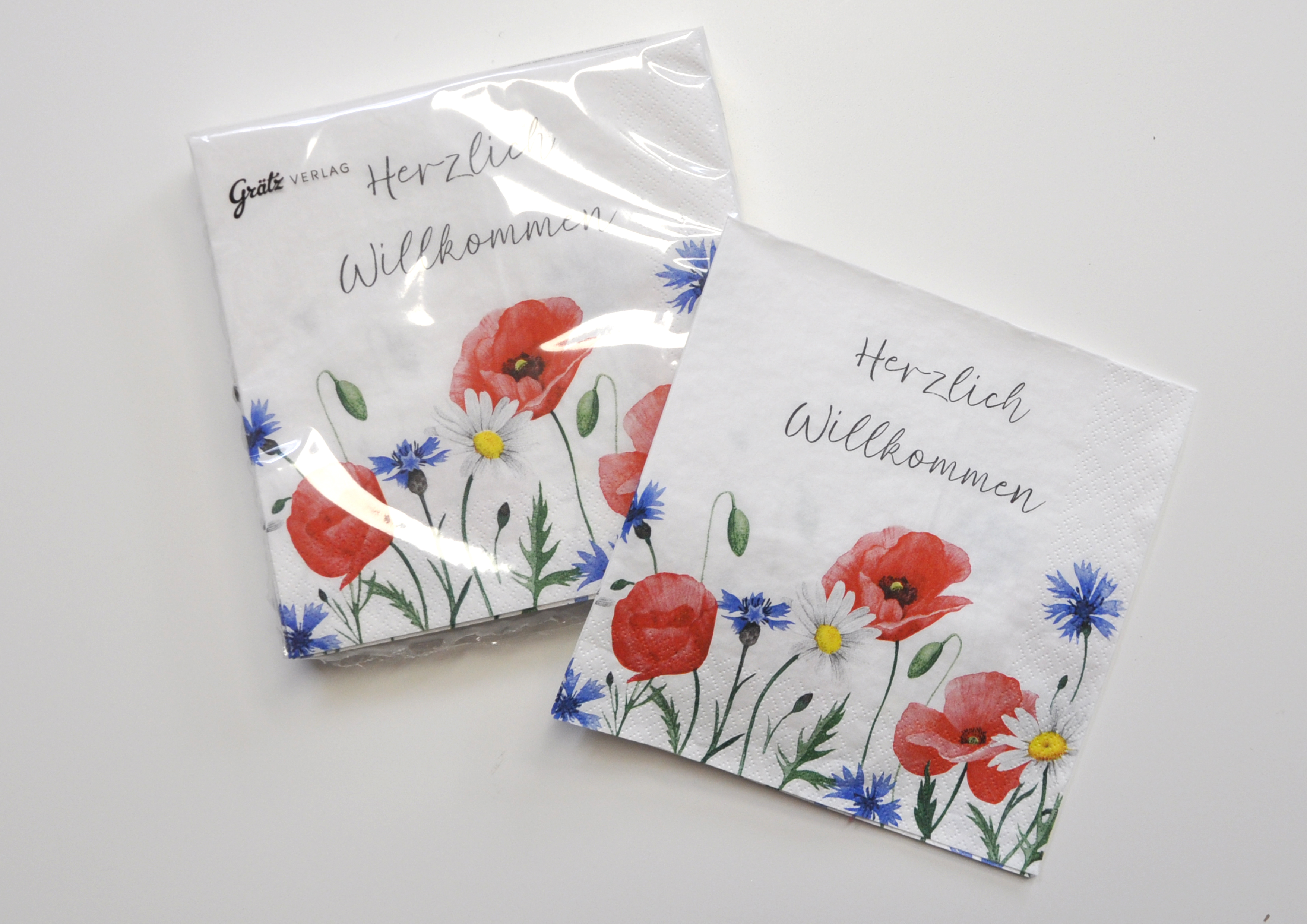 Feldblumen / Herzlich Willkommen - Servietten 