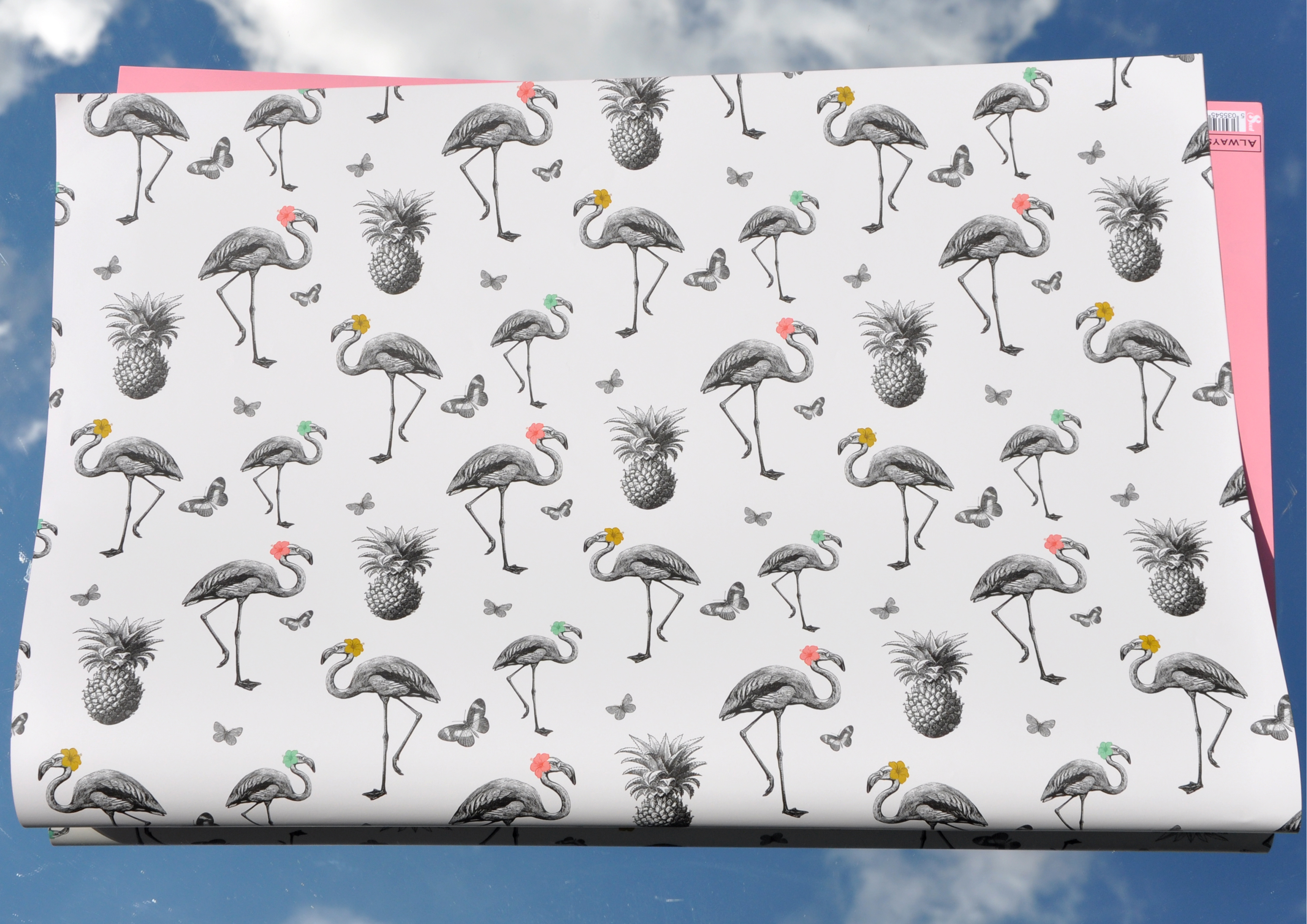 Flamingos in schwarz/weiß - Geschenkpapier 