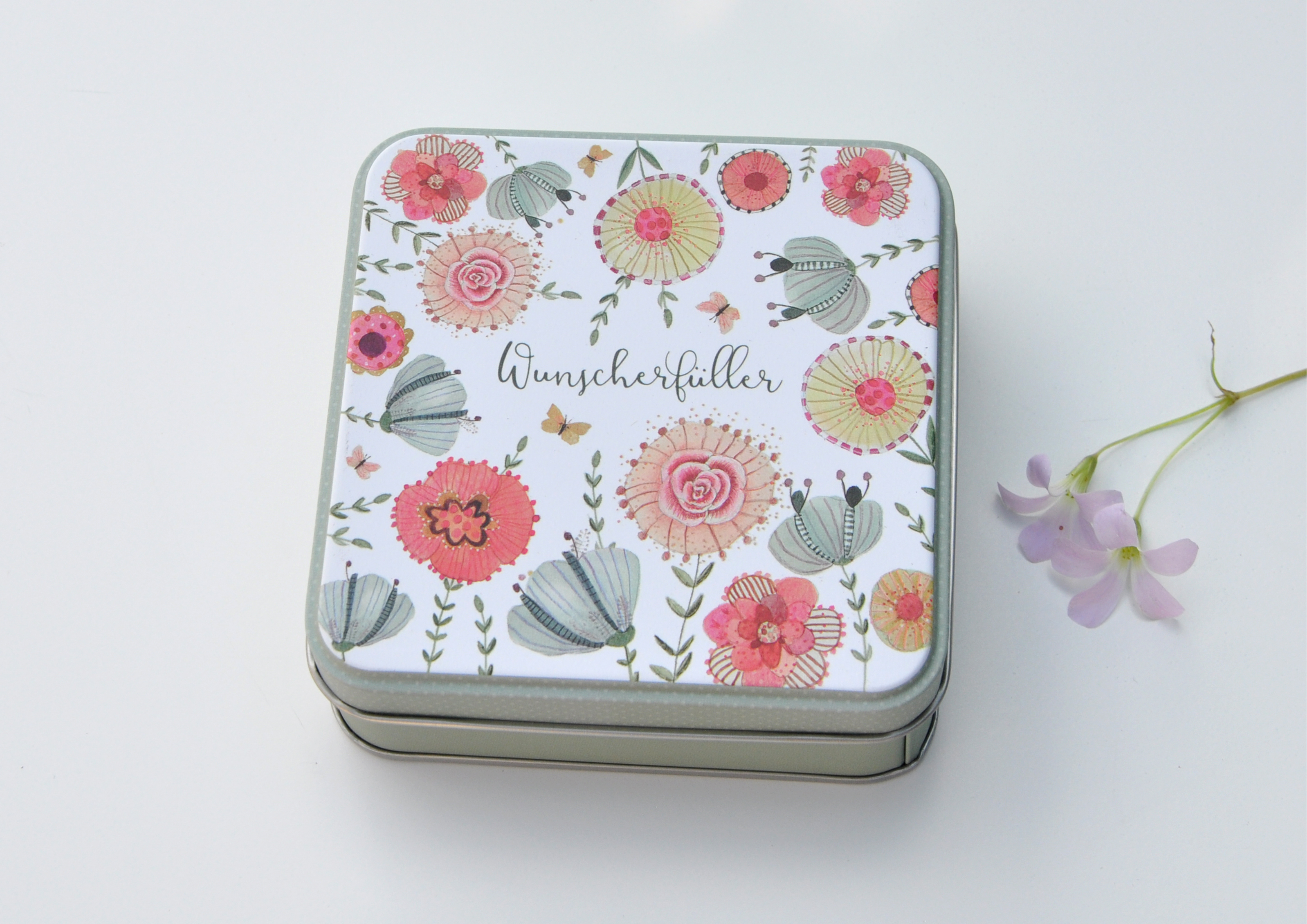 Flower Power / Wunscherfüller - Geschenkdose aus Metall