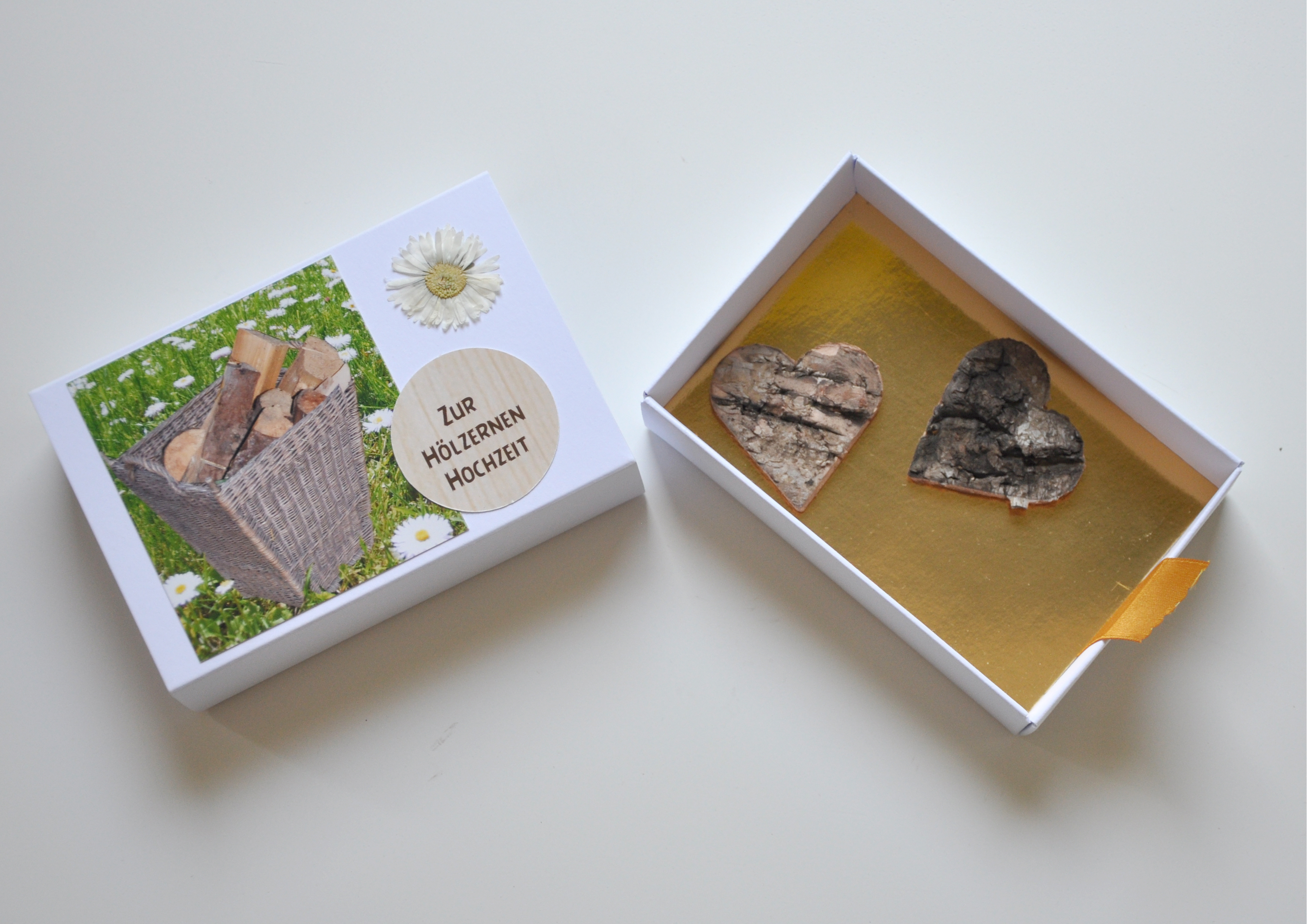 5. Hochzeitstag - Hölzerne Hochzeit - Geschenkschachtel 