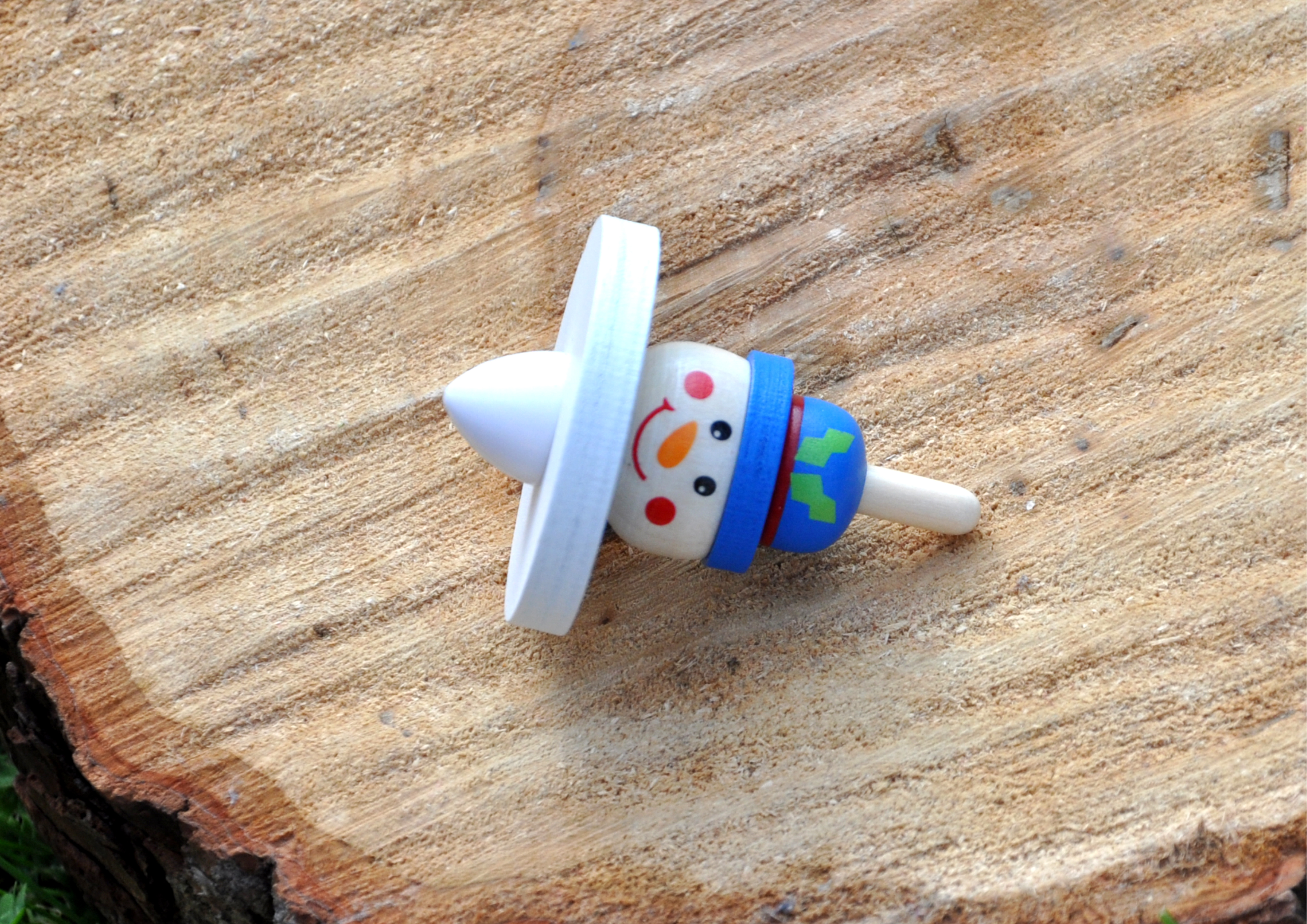 Schneemann - Kreisel aus Holz