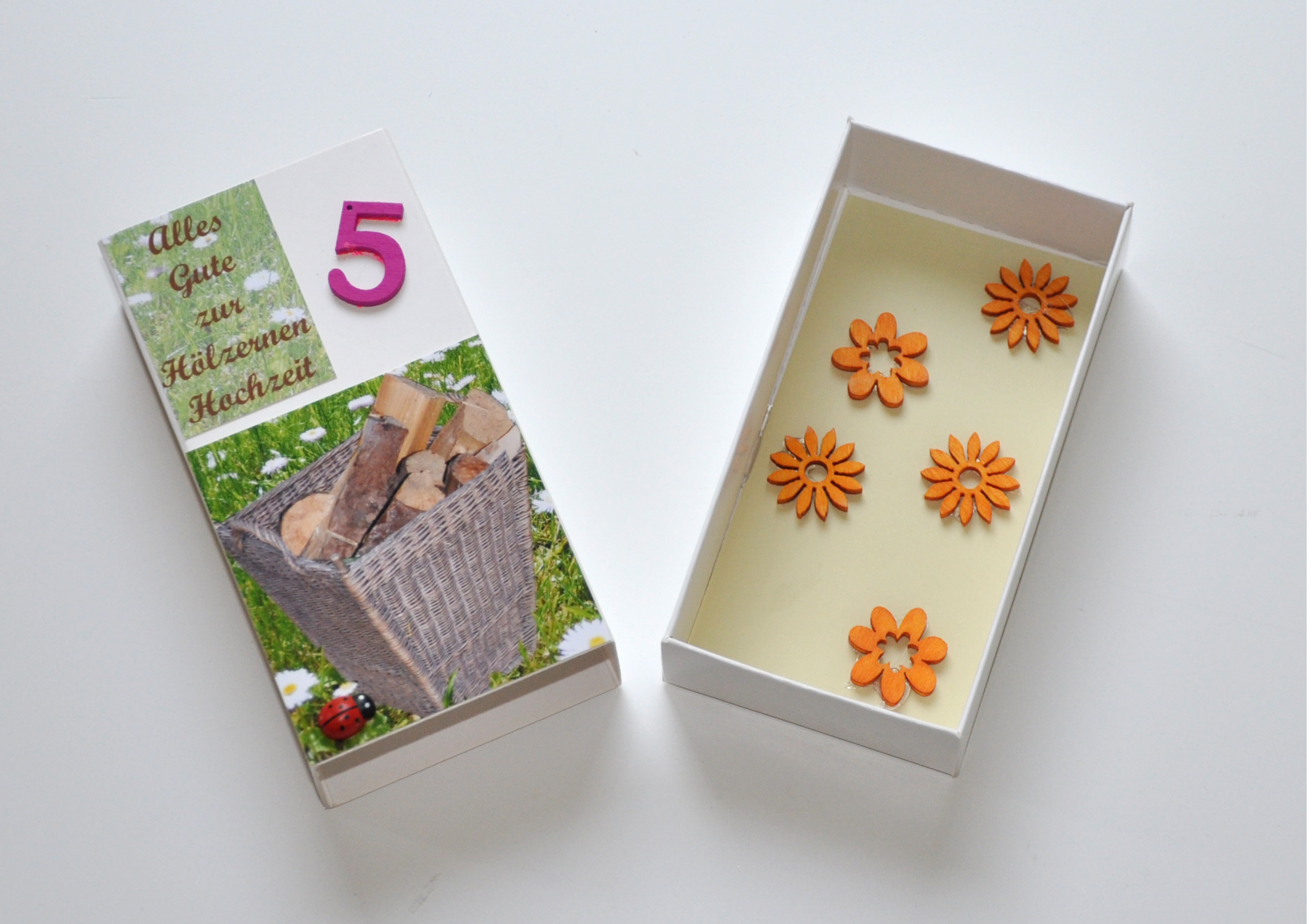 5. Hochzeitstag - Hölzerne Hochzeit - Geschenkschachtel 