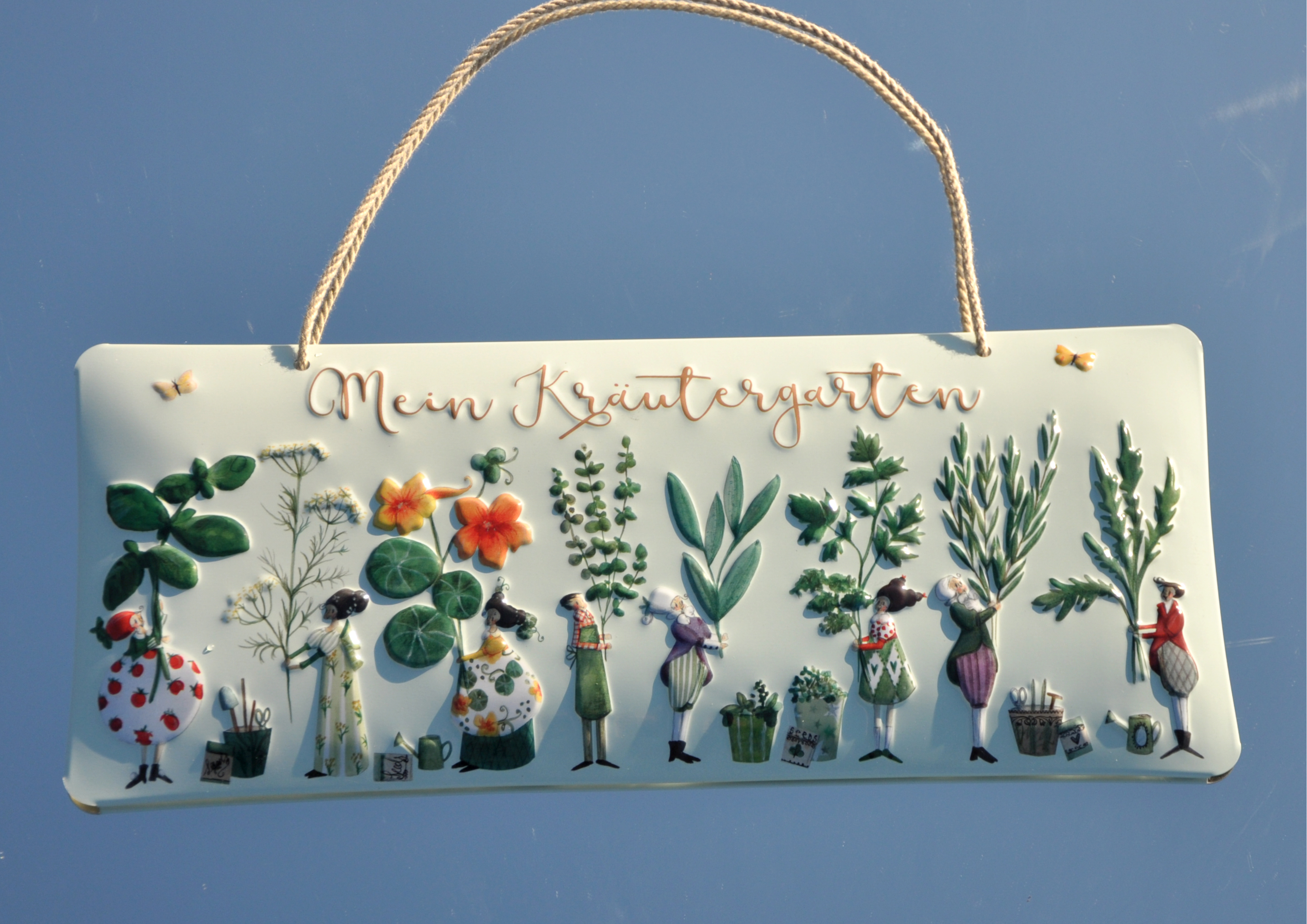 Mein Kräutergarten - geprägtes Schild aus Blech  