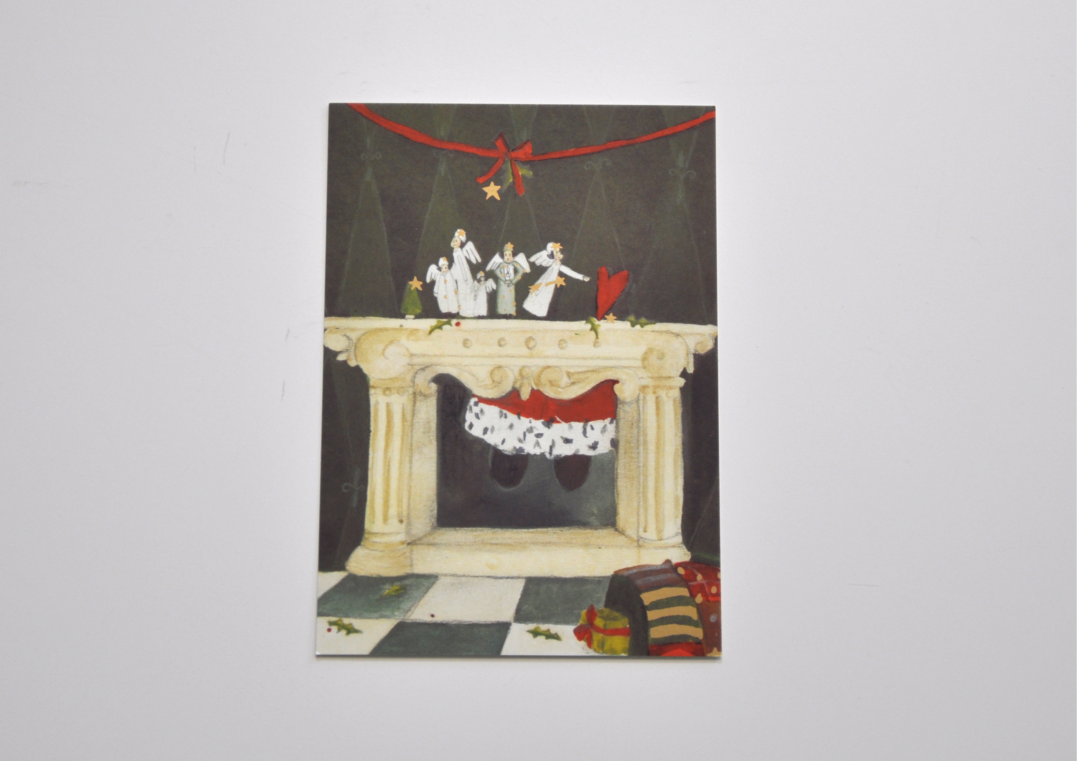 Weihnachtsmann steckt im Kamin - Postkarte
