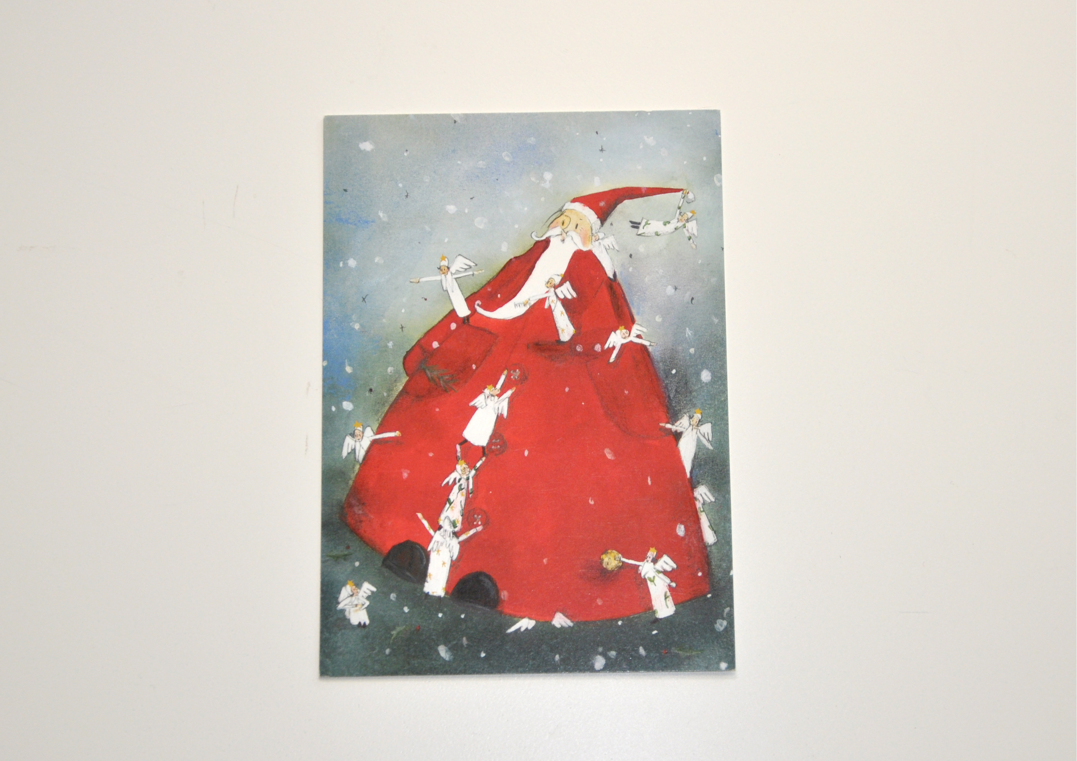 Weihnachtsmann und Engel - Postkarte 