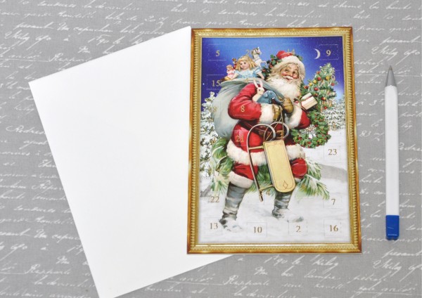 Weihnachtsmann - Adventskalenderkarte Nostalgie