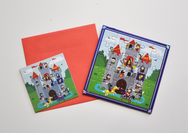 Ritterburg- Puzzlekarte mit Umschlag