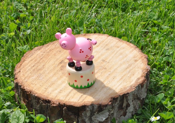 Schwein - Drückfigur aus Holz / Bauernhof
