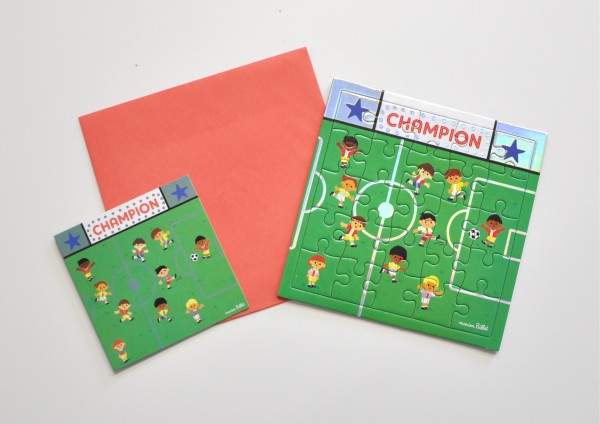 Fußball- Puzzlekarte mit Umschlag