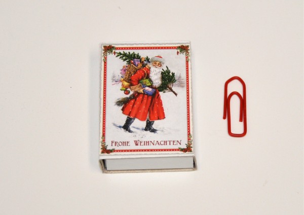 Weihnachtsmann mit Tannenbaum Nostalgie- Mini-Geschenkschachtel