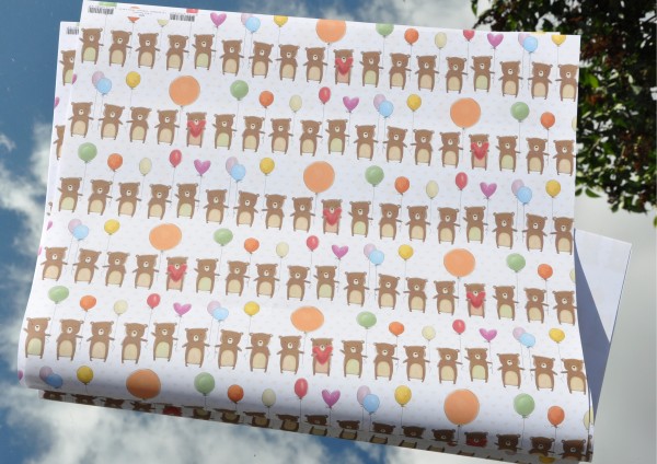 Bär mit Luftballon / Geburtstagsbär - Geschenkpapier