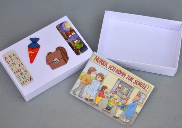 Schulanfang Zuckertüte - Geschenkschachtel mit Minibuch