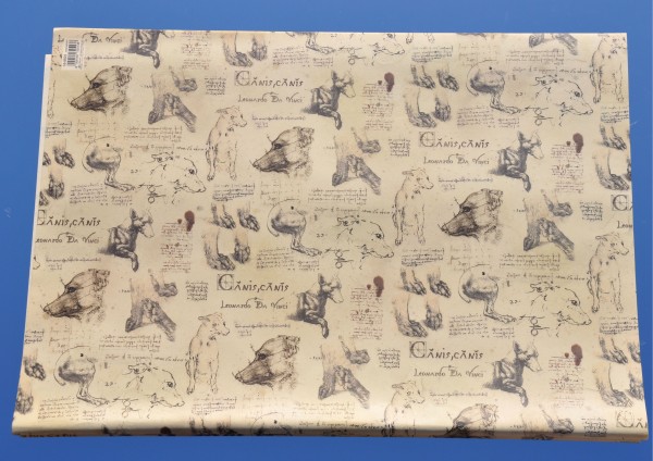 Hunde / Zeichnungen und Notizen von Leonardo Da Vinci - Geschenkpapier mit Golddruck
