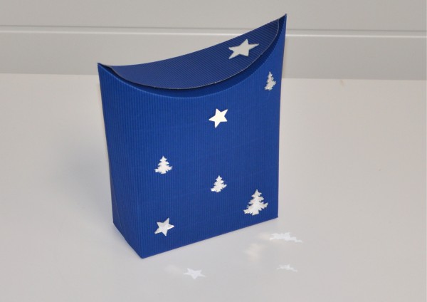 Sternenglanz - Standtasche aus Wellpappe - BLAU - Geschenkverpackung