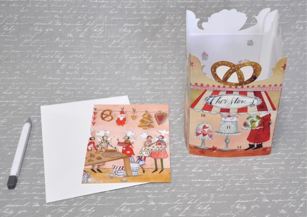 Weihnachtskonditorei - Adventskalender - Leuchte mit Karte und Umschlag
