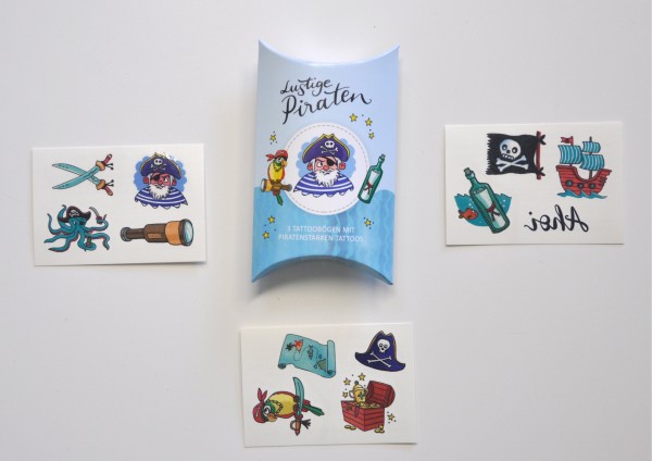 Lustige Piraten - Tattoos in der Kissenschachtel