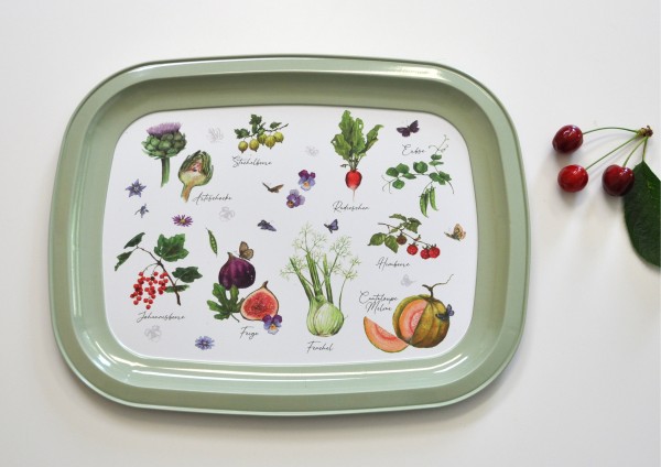 Obst und Gemüse / Sommergemüse - Tablett aus Blech