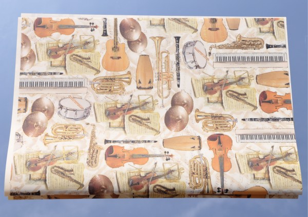 Musikinstrumente - Geschenkpapier mit Golddruck