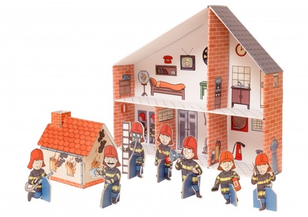Feuerwehr - Spielhaus aus Pappe